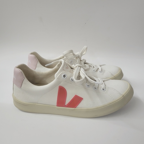 Veja Shoes - Veja Esplar SE Canvas Low Top White Rose-Fluo Petale Casual Shoes Women's Size 7